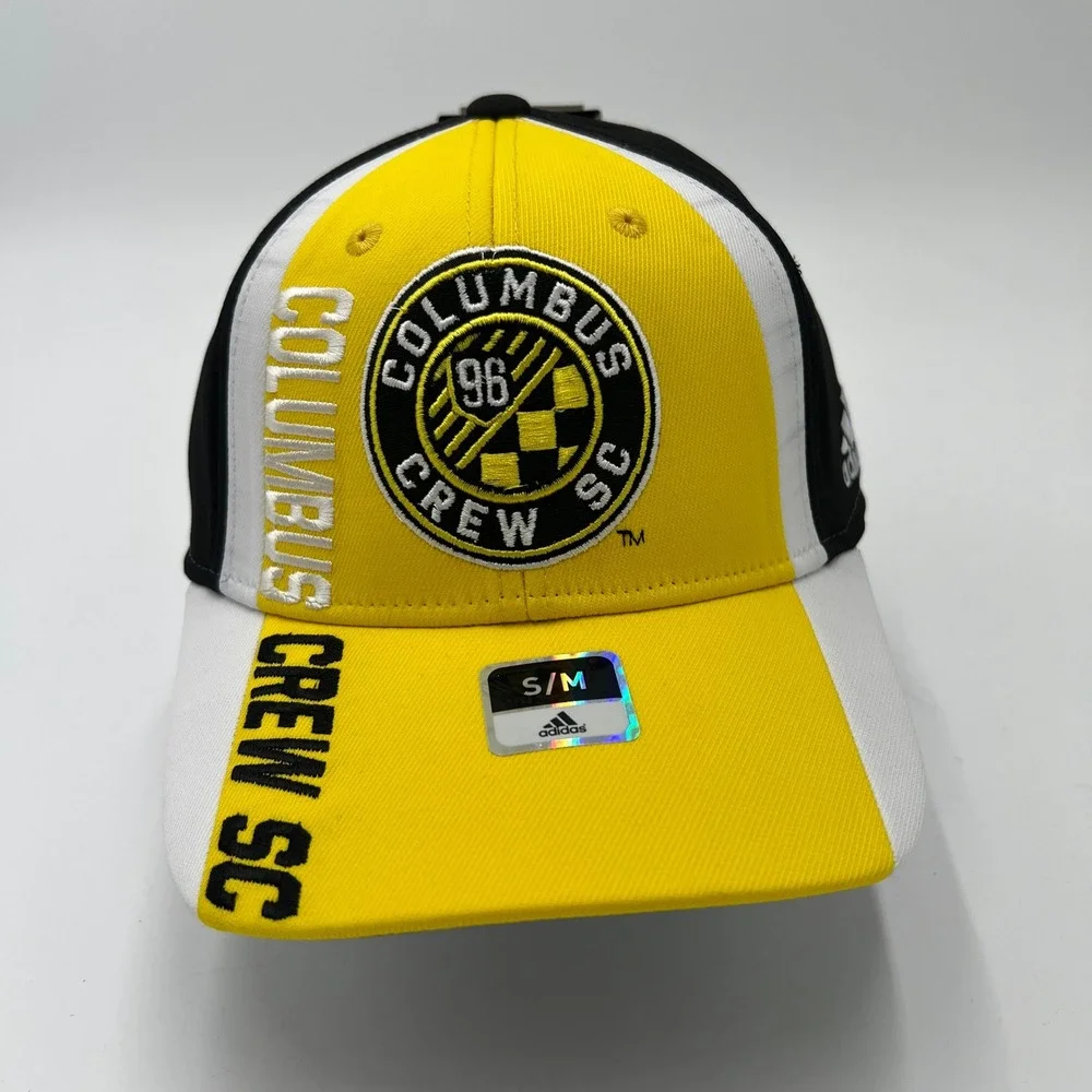 Adidas Columbus Crew SC MLS Fitted Hat‎ S/M Yellow Black White Soccer Cap New